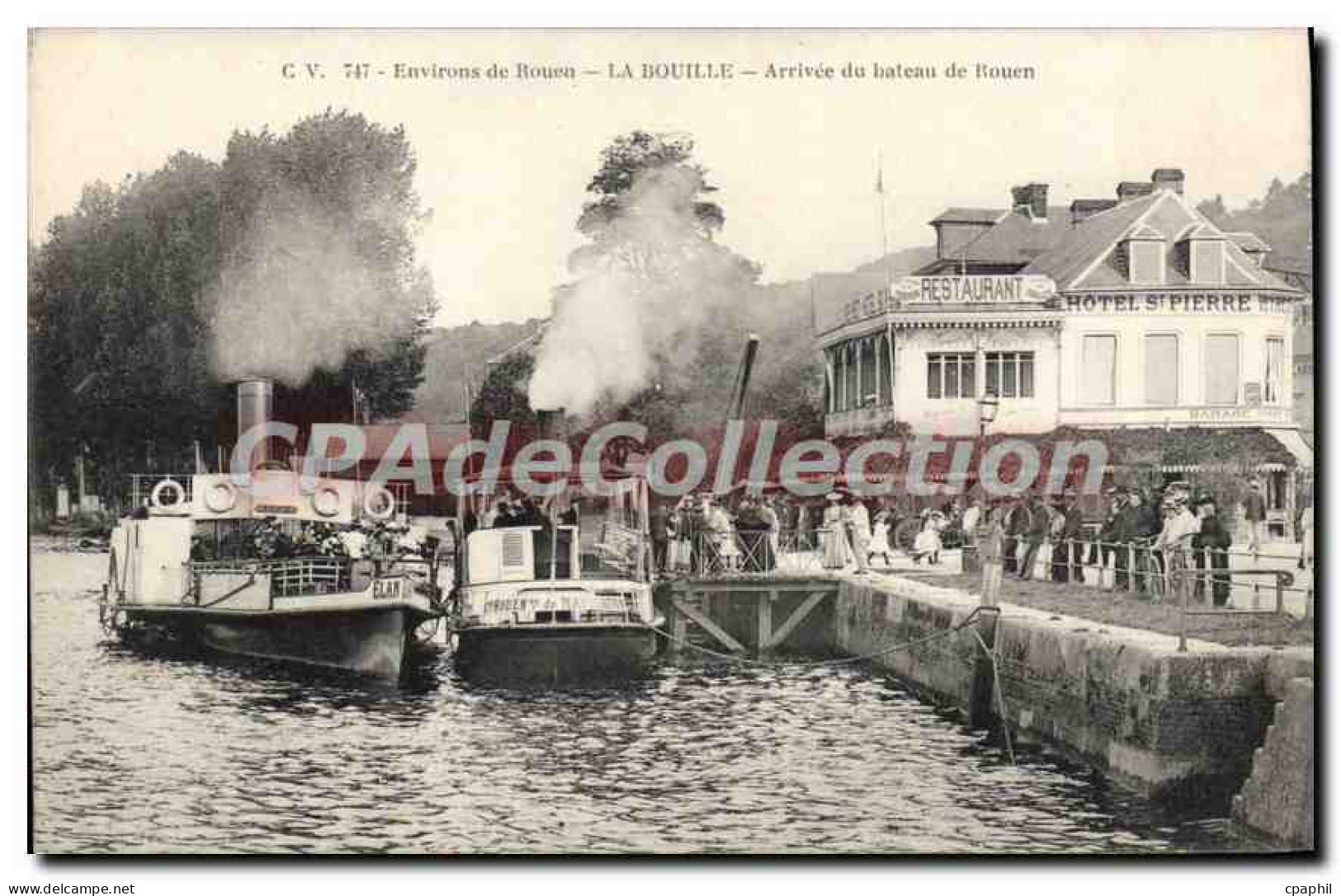 CPA La Bouille Arrivee Du Bateau De Rouen