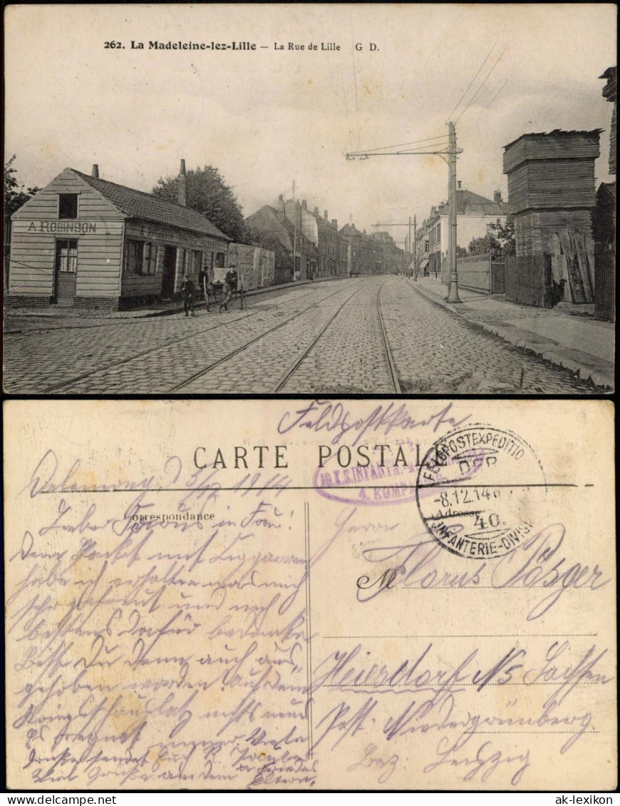 CPA La Madeleine La Rue de Lille 1918