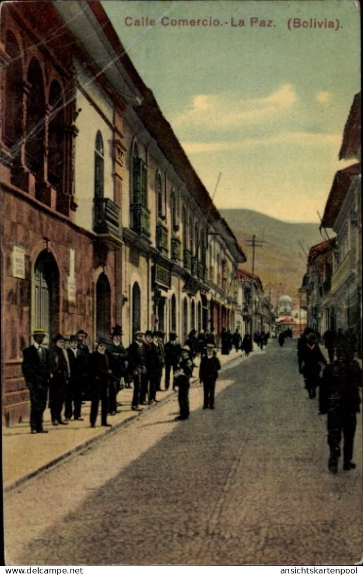 CPA La Paz Bolivien, Calle Comercio, Straßenpartie
