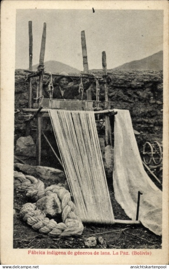 CPA La Paz Bolivien, Fábrica indígena de géneros de lana