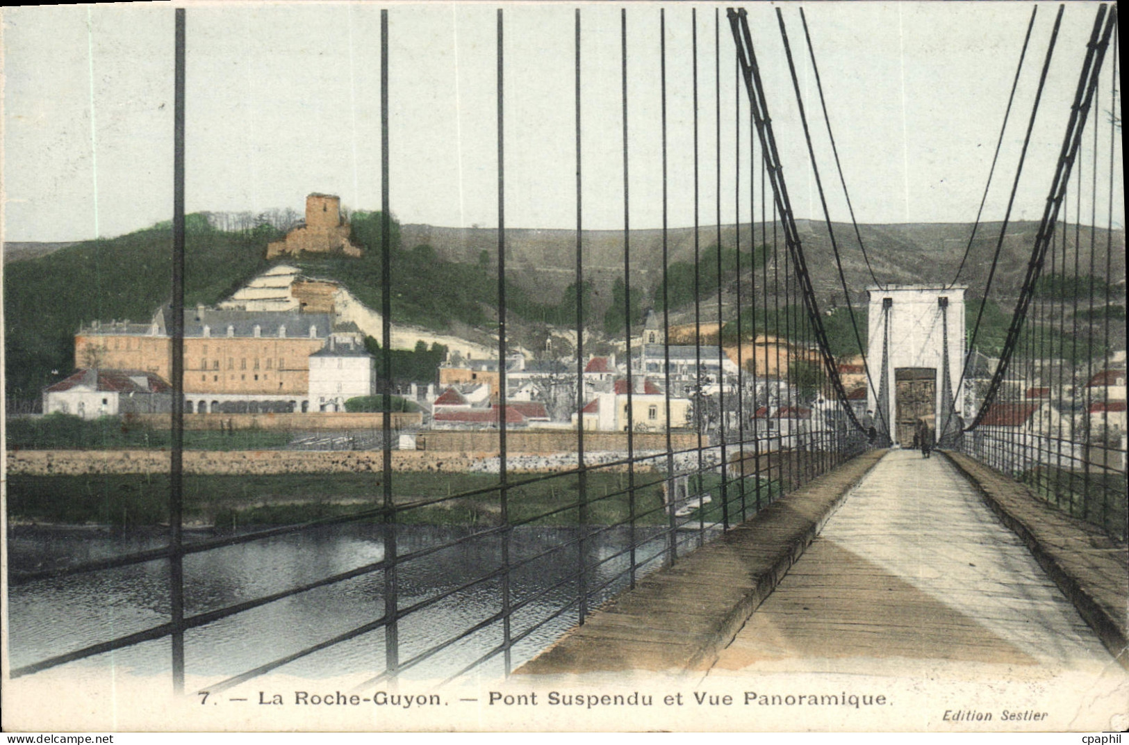 CPA La Roche Guyon Pont Suspendu Et Vue Panoramique