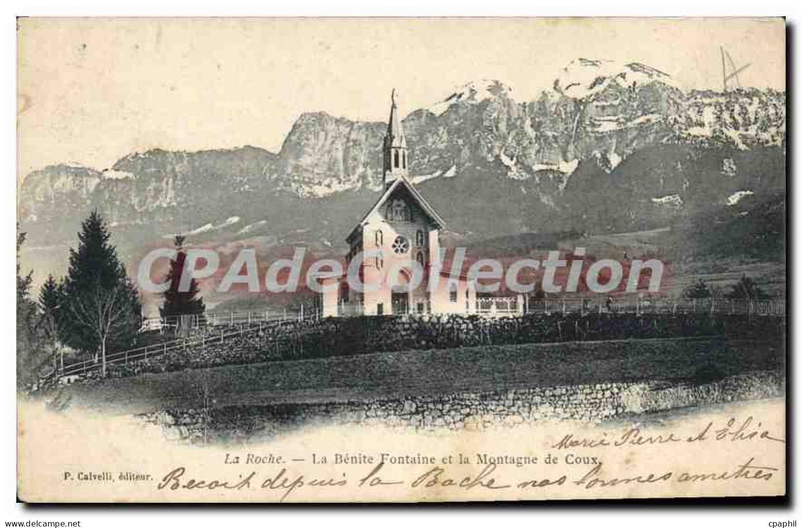 CPA La Roche La Benite Fontaine Et La Montagne De Coux