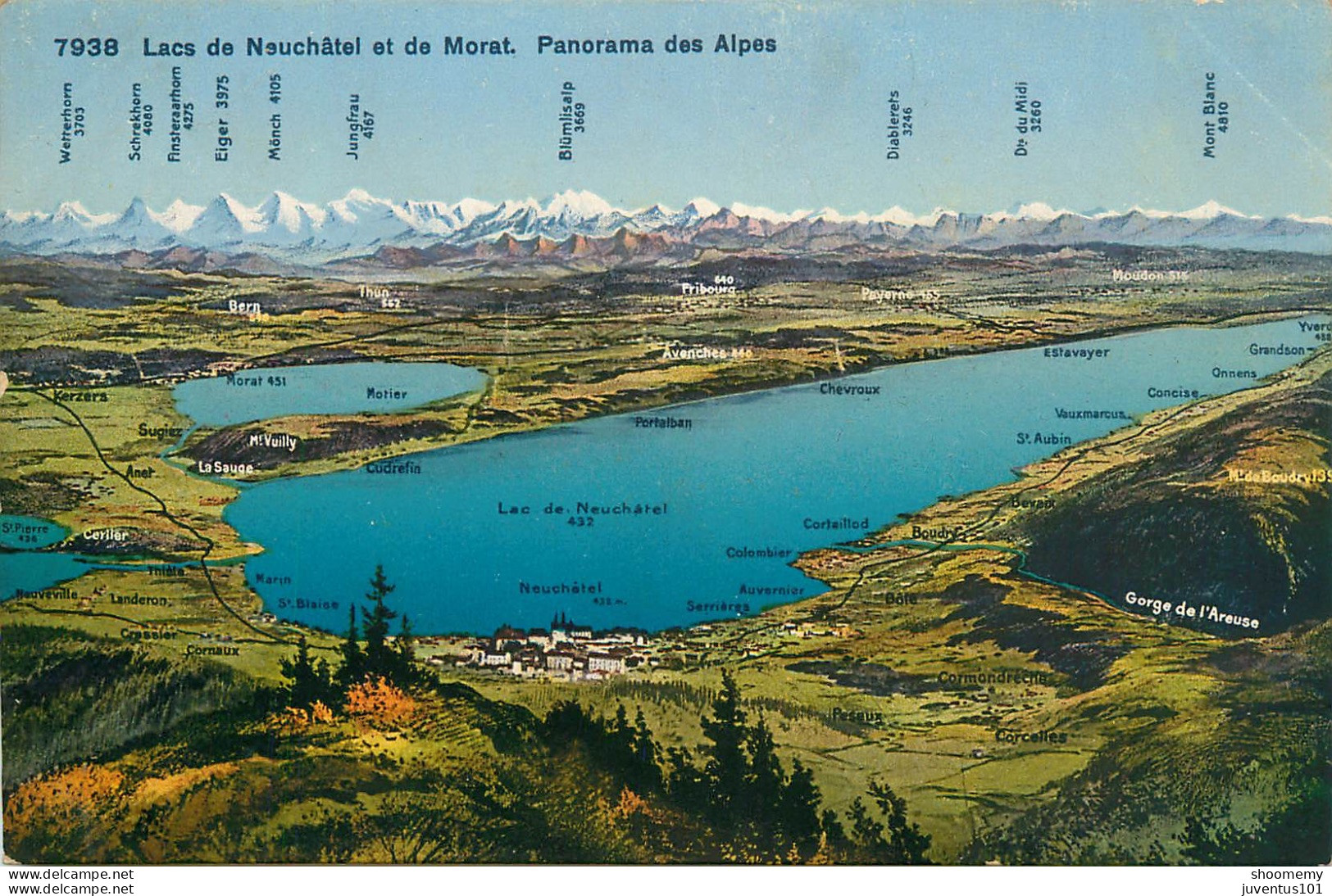 CPA Lac de Neuchâtel et de Morat-Panorama des alpes     L2160