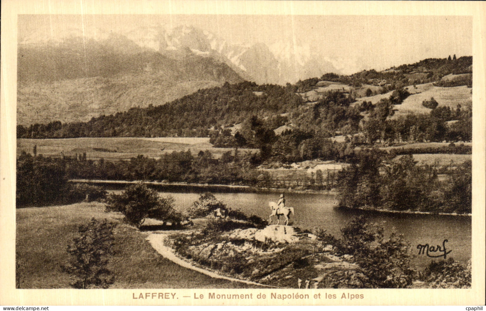 CPA Laffrey Le Monument de Napoleon 1er et les Alpes