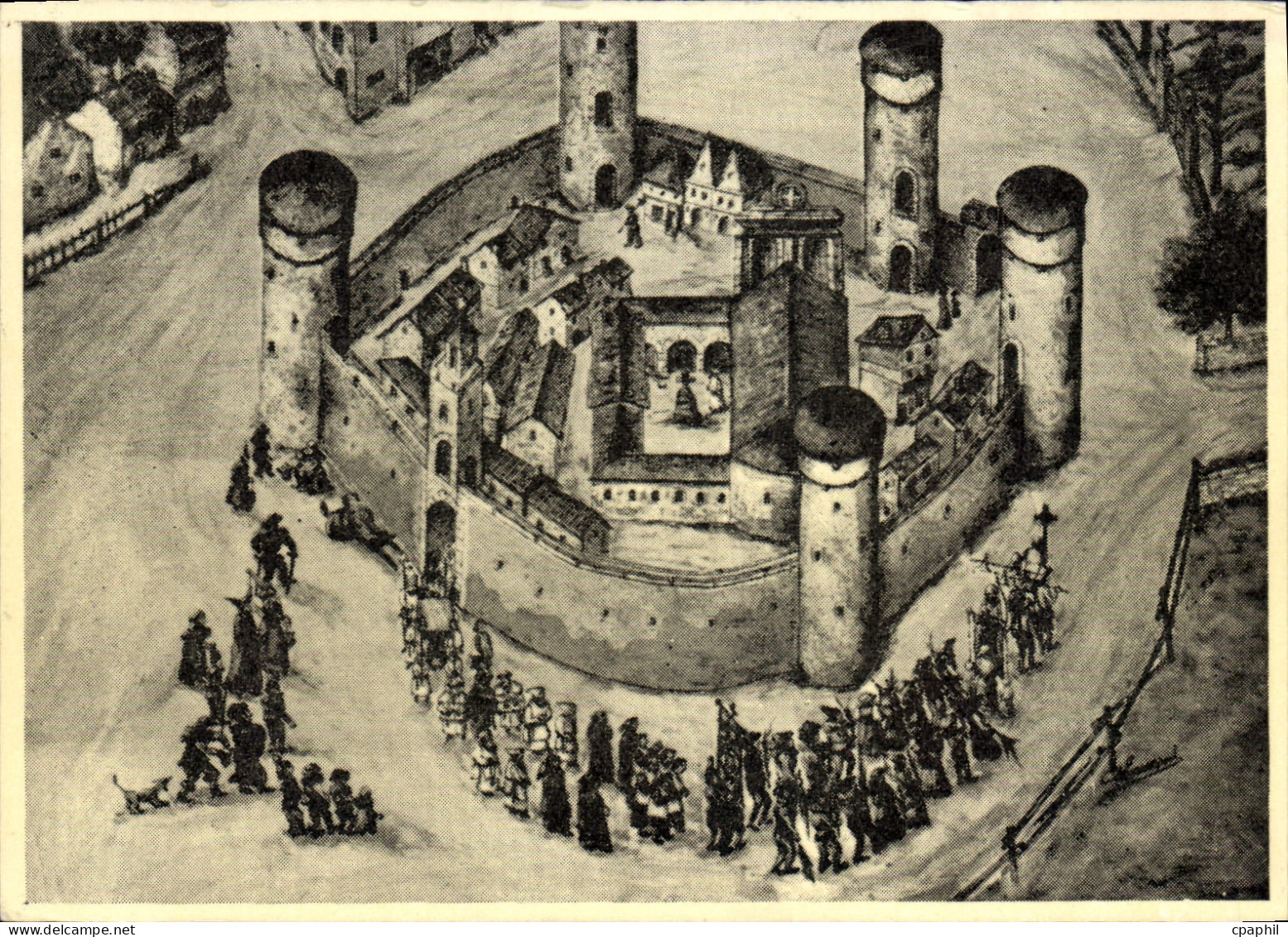 CPA Langogne La Ville Au Procession Autour Des Remparts