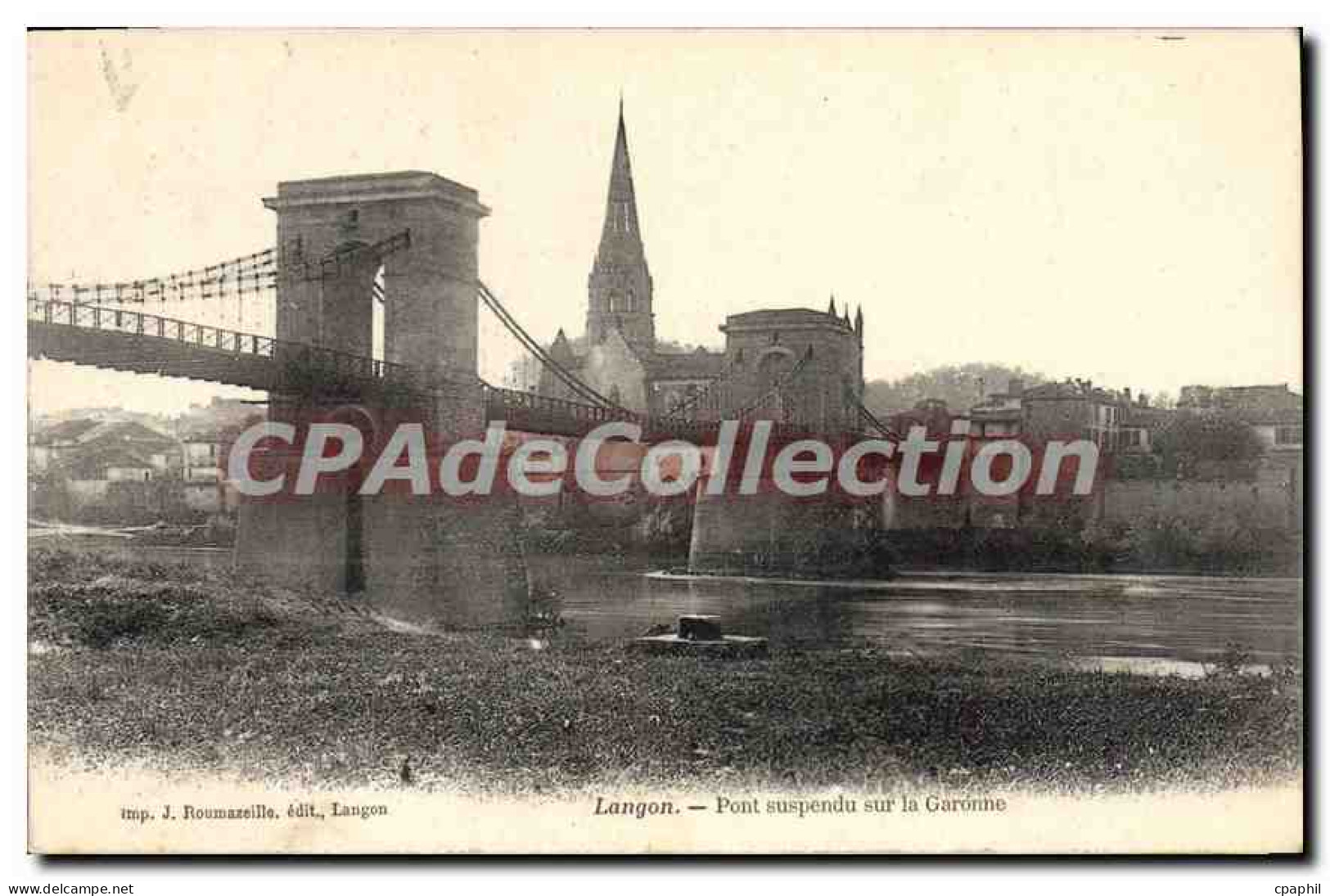 CPA Langon Pont Suspendu Sur La Garonne