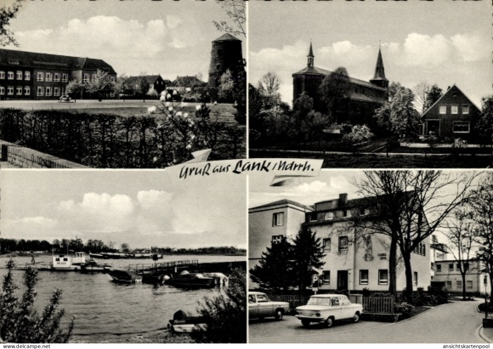 CPA Lank Latum Meerbusch am Niederrhein, Straße, Kirche, Autos