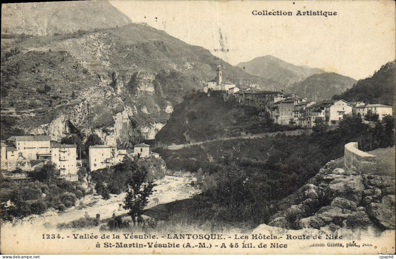 CPA Lantosque les Hotels Route De Nice A Saint Martin Vesubie
