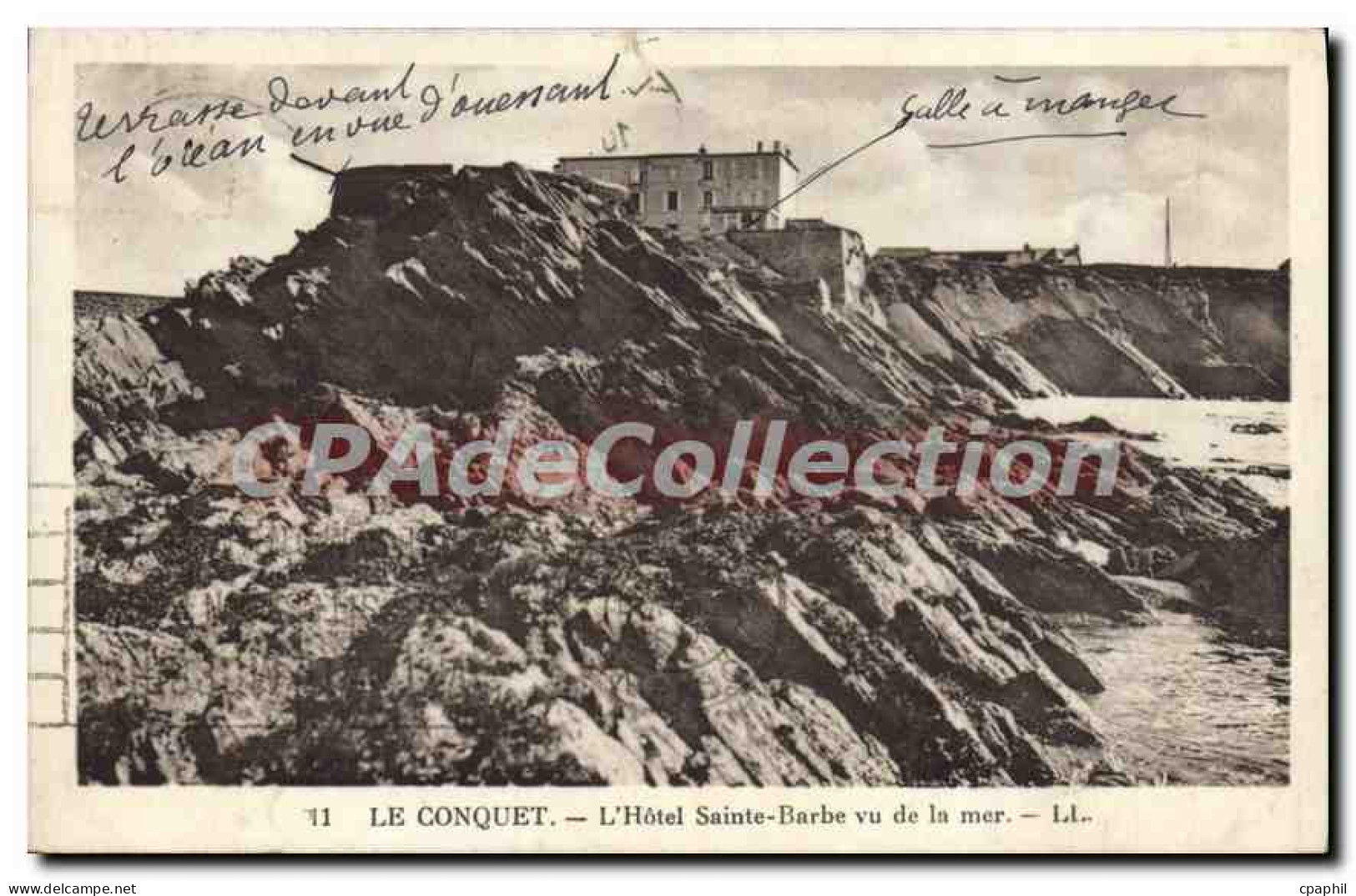 CPA Le Conquet l'hotel Sainte Barbe vu de la mer