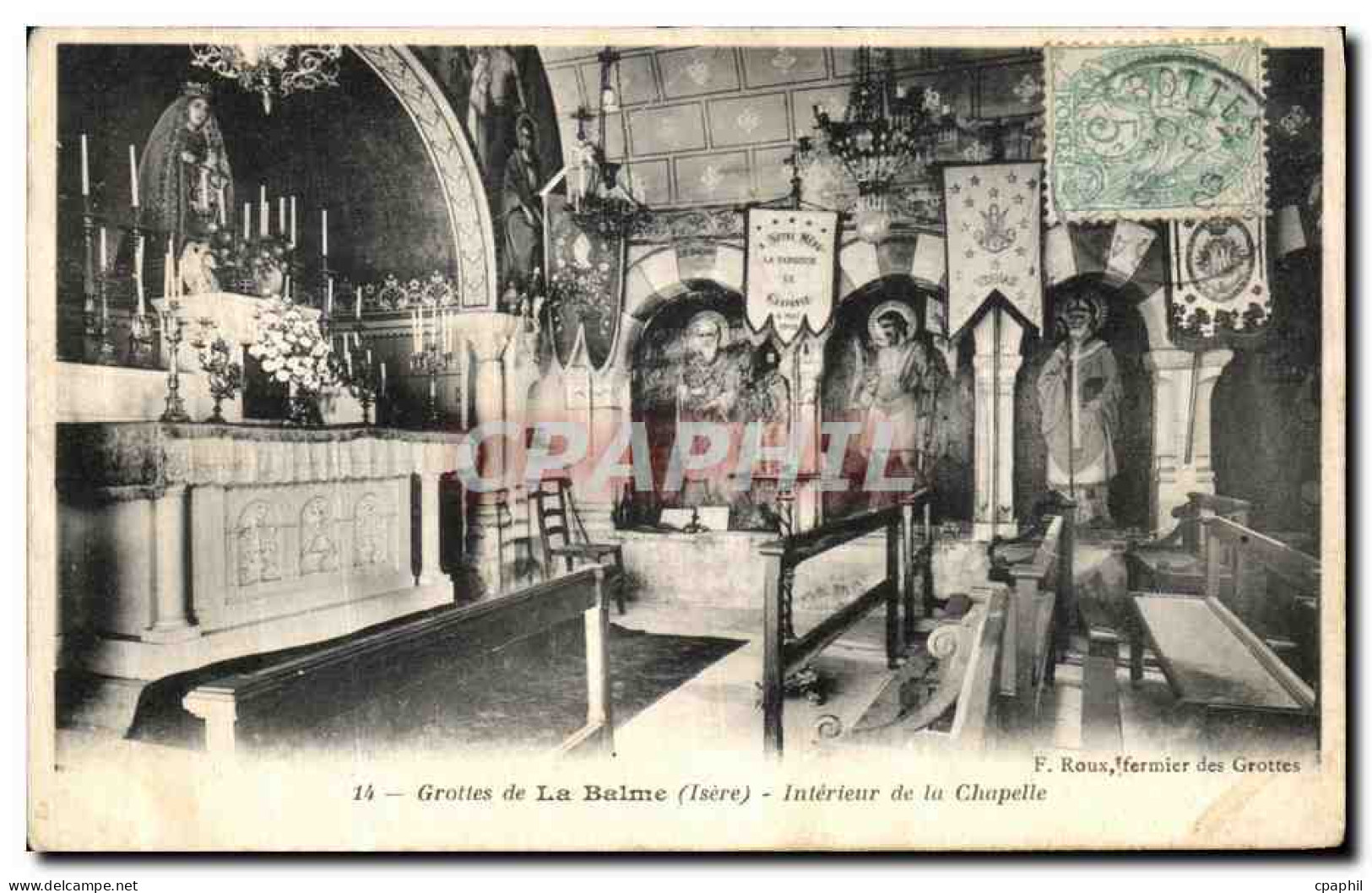 CPA Le Dauphine Grottes de La Balme Interieur de la Chapelle