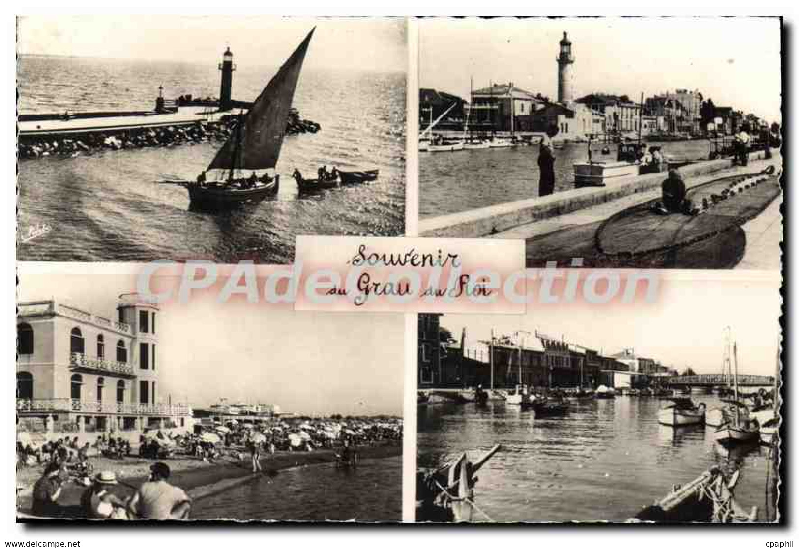 CPA Le Grau Du Roi port plage château
