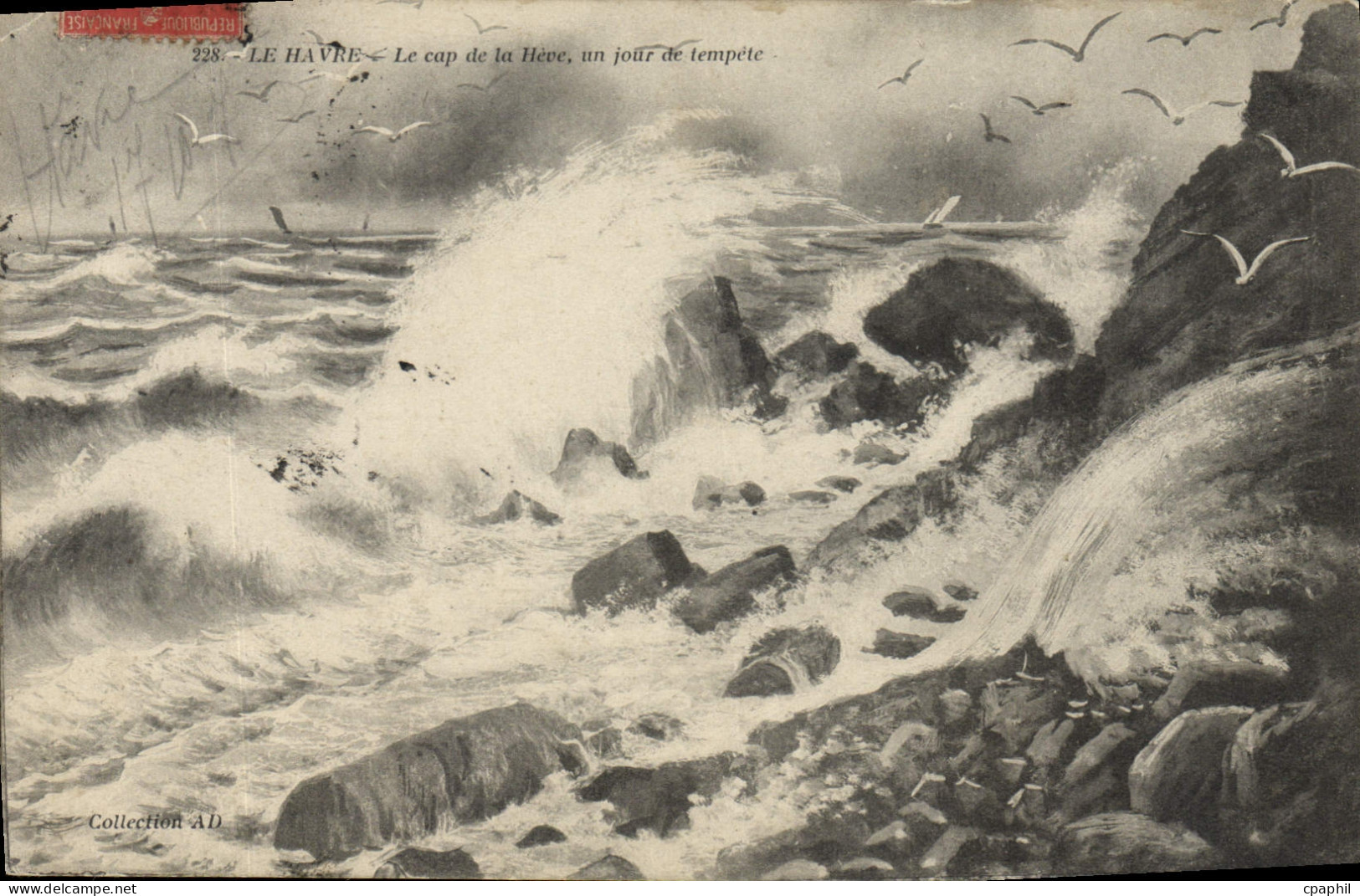 CPA Le Havre Le Cap de la Heve un jour de tempete