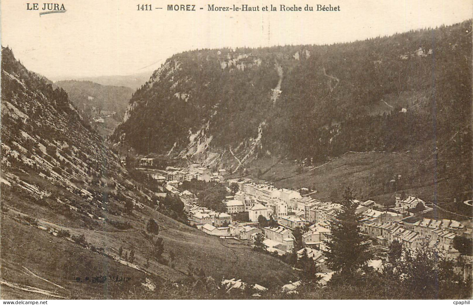 CPA Le Jura Morez Morez le Haut et la Roche du Becher