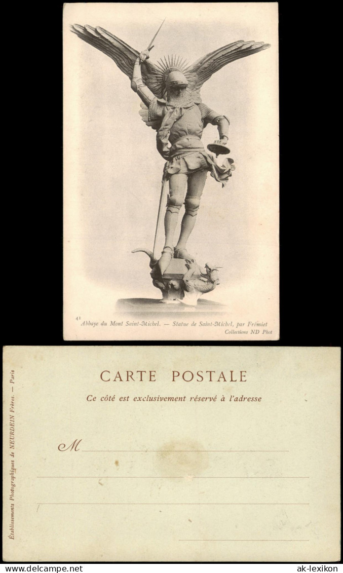 CPA Le Mont-Saint-Michel Abbaye du Mont Saint-Michel. - Statue 1906