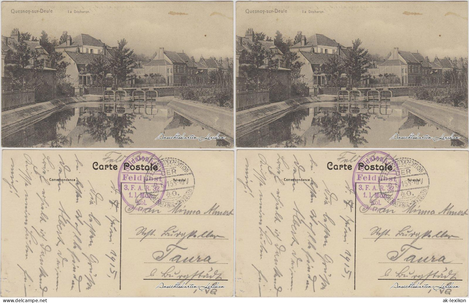 CPA Le Quesnoy La decharge/Stadt und Schleuse 1915