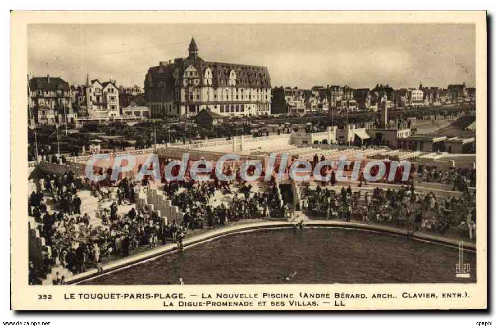 CPA Le Touquet Paris Plage la nouvelle Piscine Andre Berard arch Clavier Entr la Digue Premenade et