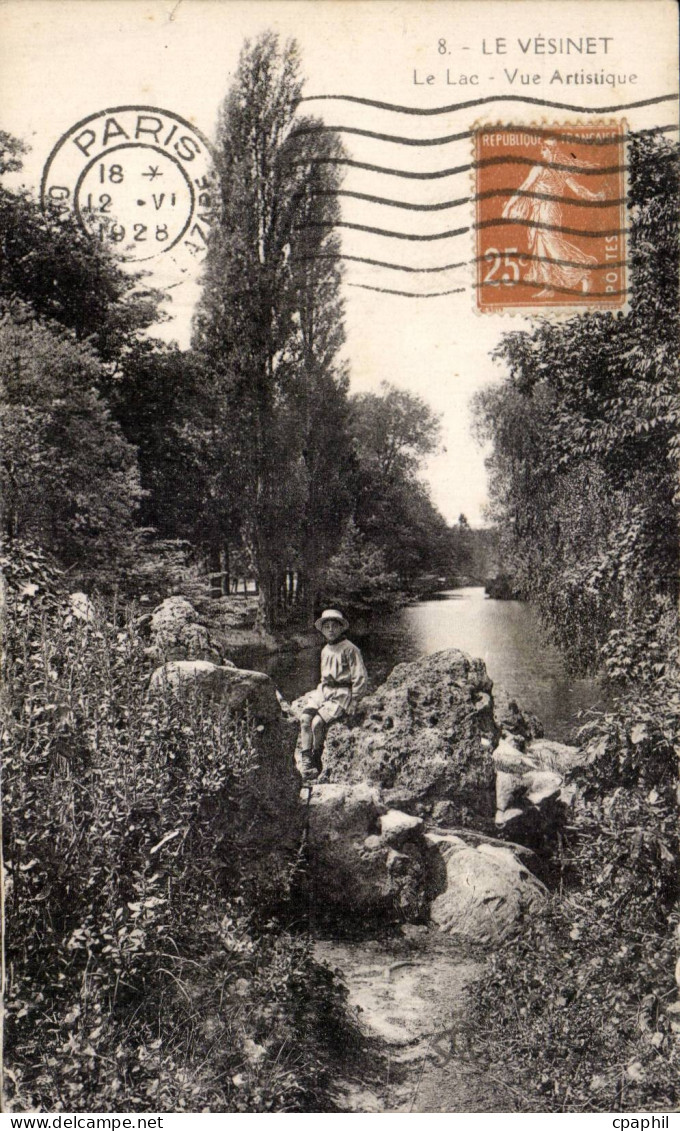 CPA Le Vesinet Le lac Vue artistique