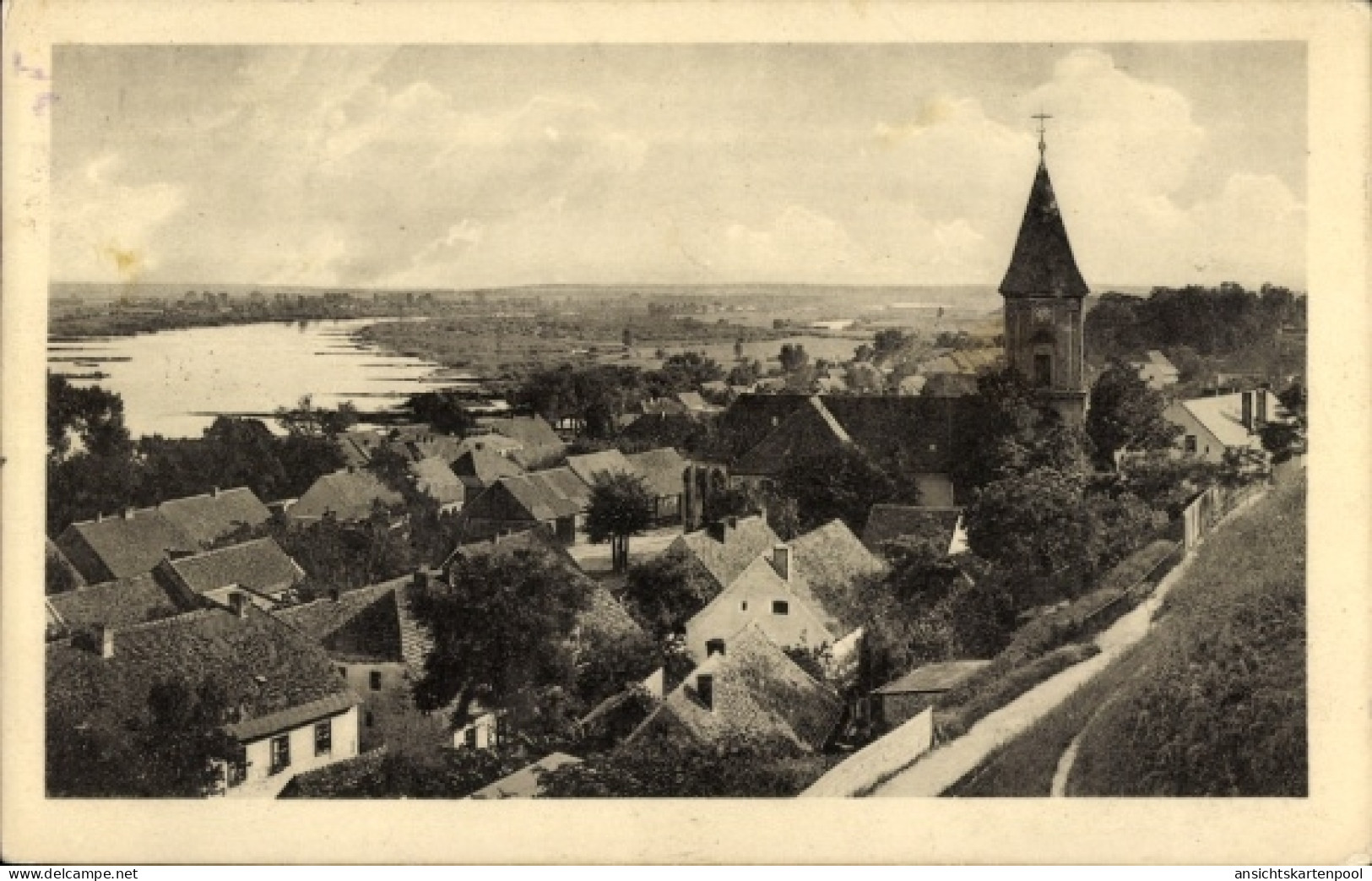 CPA Lebus an der Oder, Panorama, Kirche