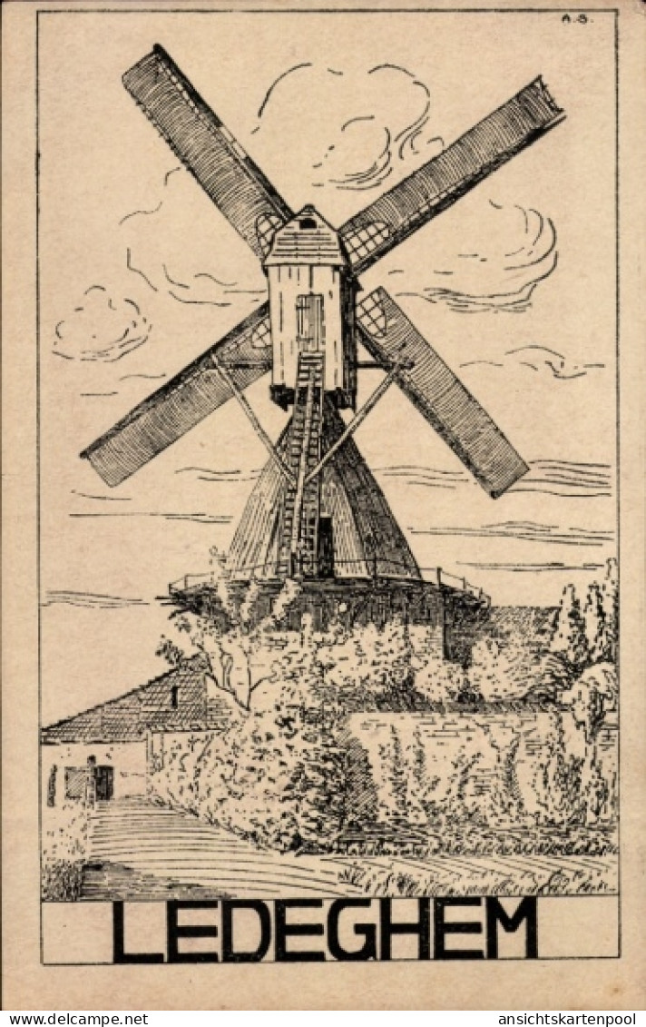 CPA Ledegem Ledeghem Westflandern, Windmühle