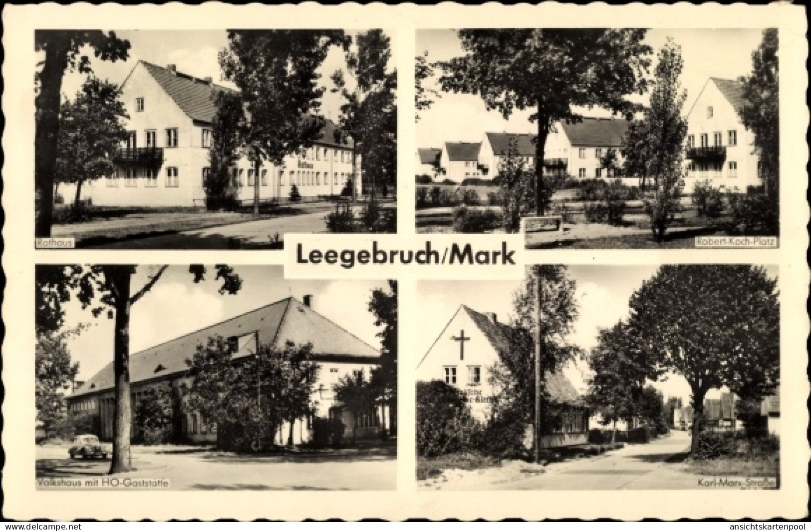 CPA Leegebruch in der Mark, Rathaus, Robert-Koch-Platz, Karl-Marx-Straße, Volkshaus, HOG