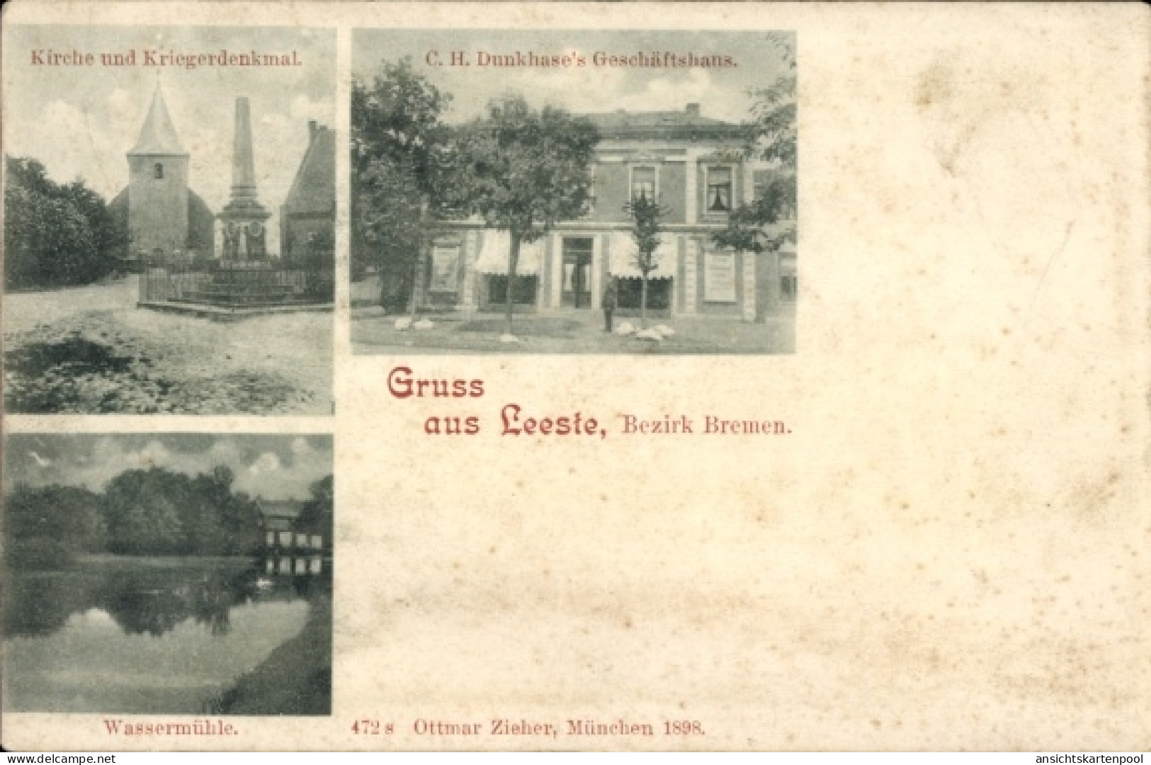 CPA Leeste Weyhe Niedersachsen, Kirche, Kriegerdenkmal, Wassermühle, Geschäft