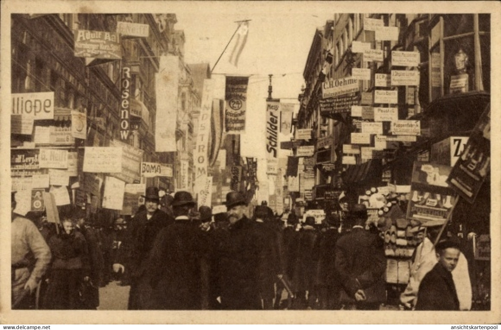 CPA Leipzig, Petersstraße nach dem Markte zu, Fahnen