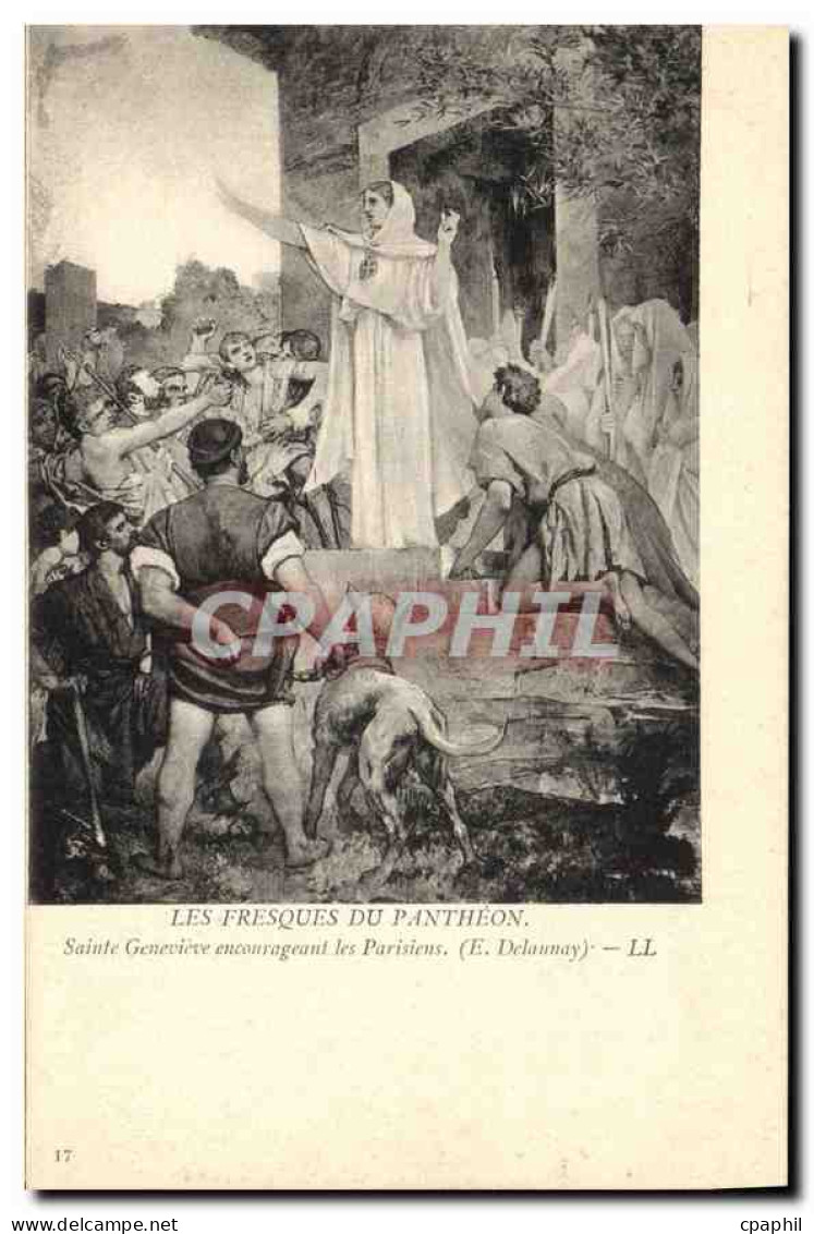 CPA Les Fresques du Pantheon Sainte Genevieve encourageant les Parisiens E Delaunay