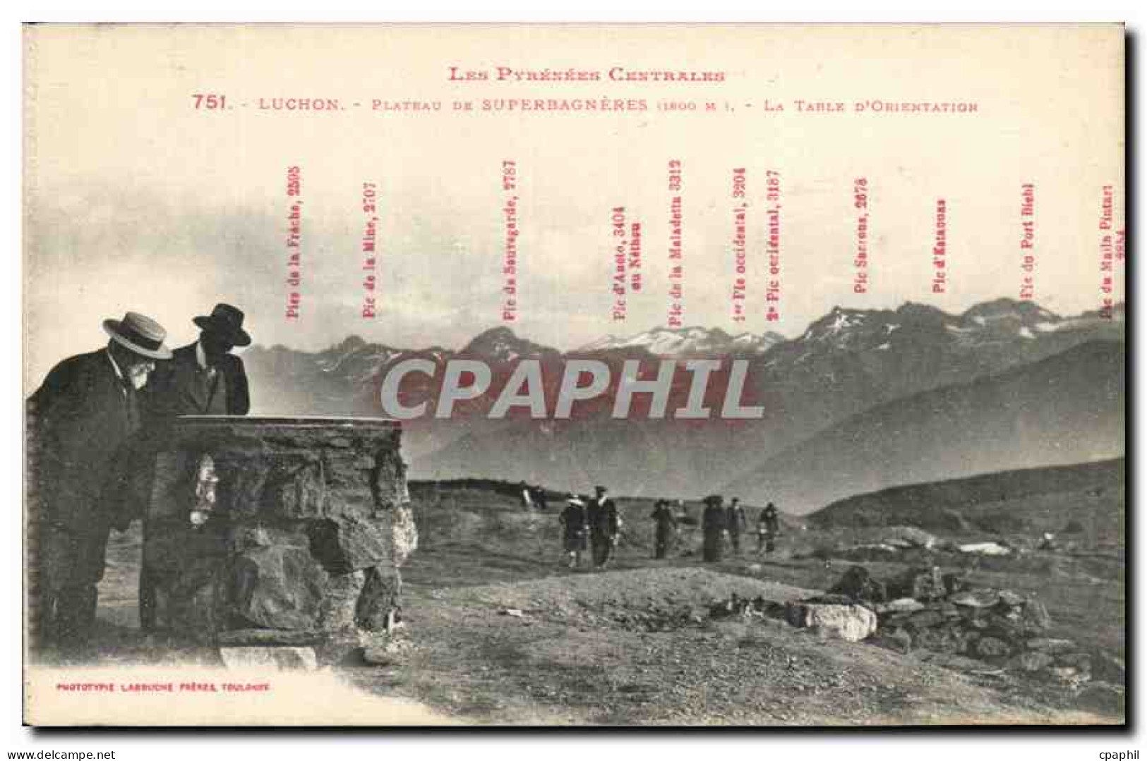 CPA Les Pyrenees Centrales Luchon Plateau De Superbagneres La table d'orientation
