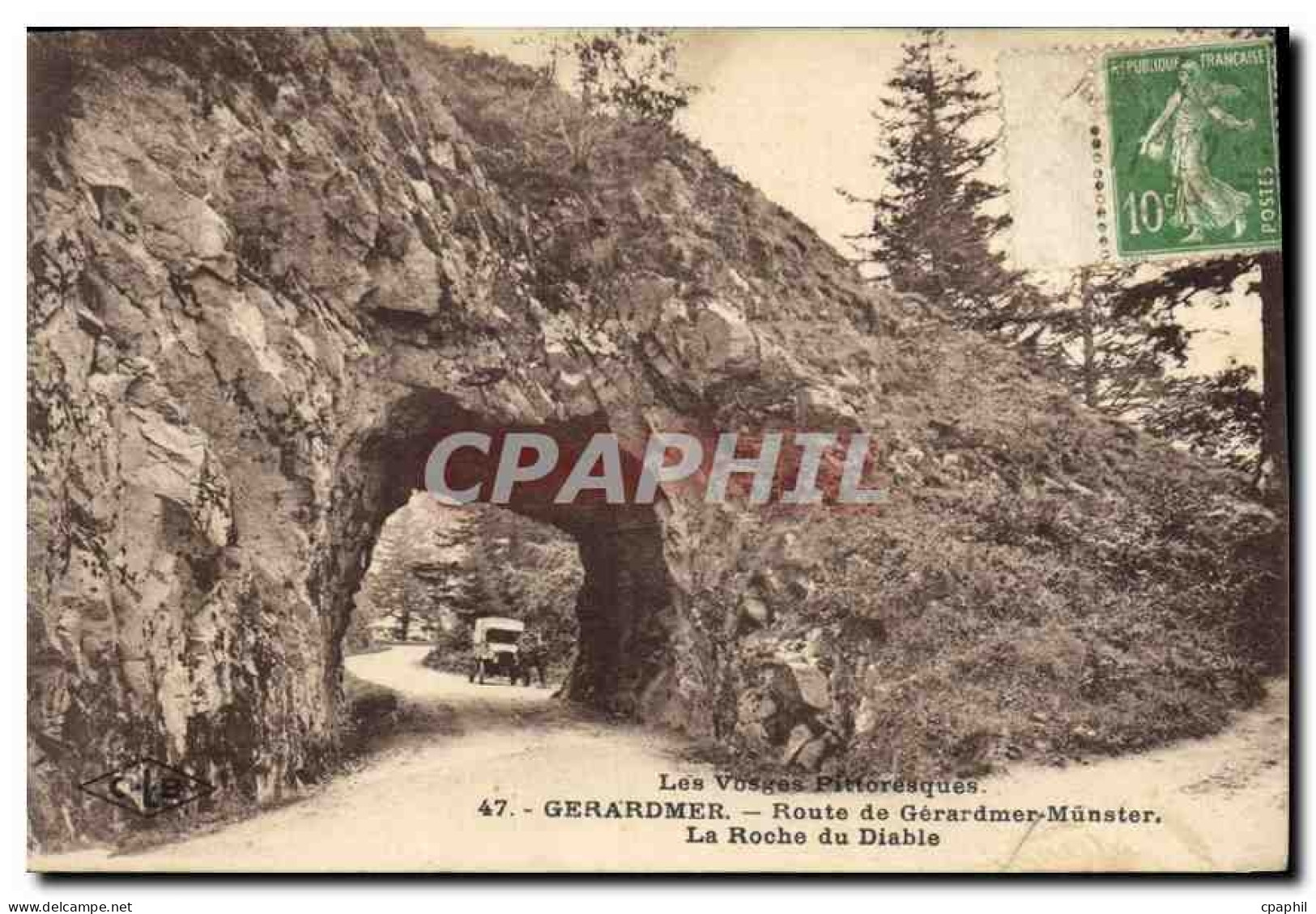 CPA Les Vosges Pittoresques Gerardmer Route de Gerardmer Munster La Roche du Diable