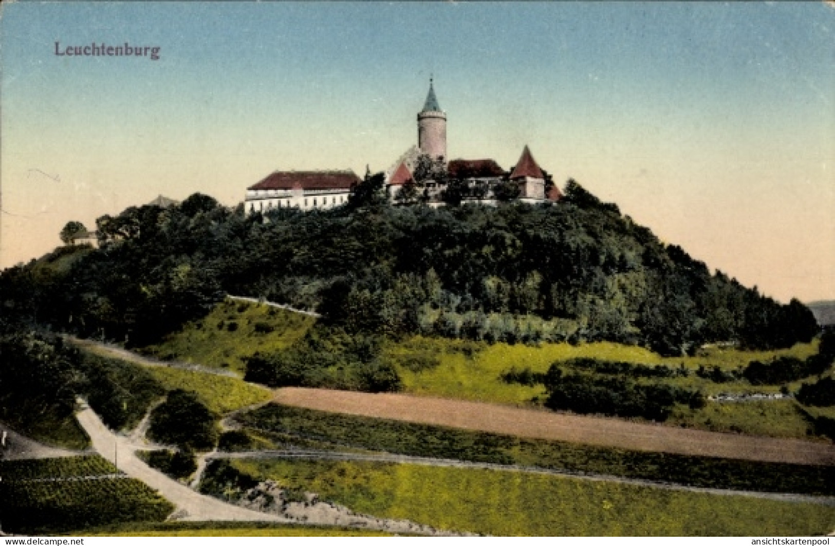 CPA Leuchtenburg Schwanewede Niedersachsen, Burg auf einem Hügel, grüne Landschaft, keine Persone
