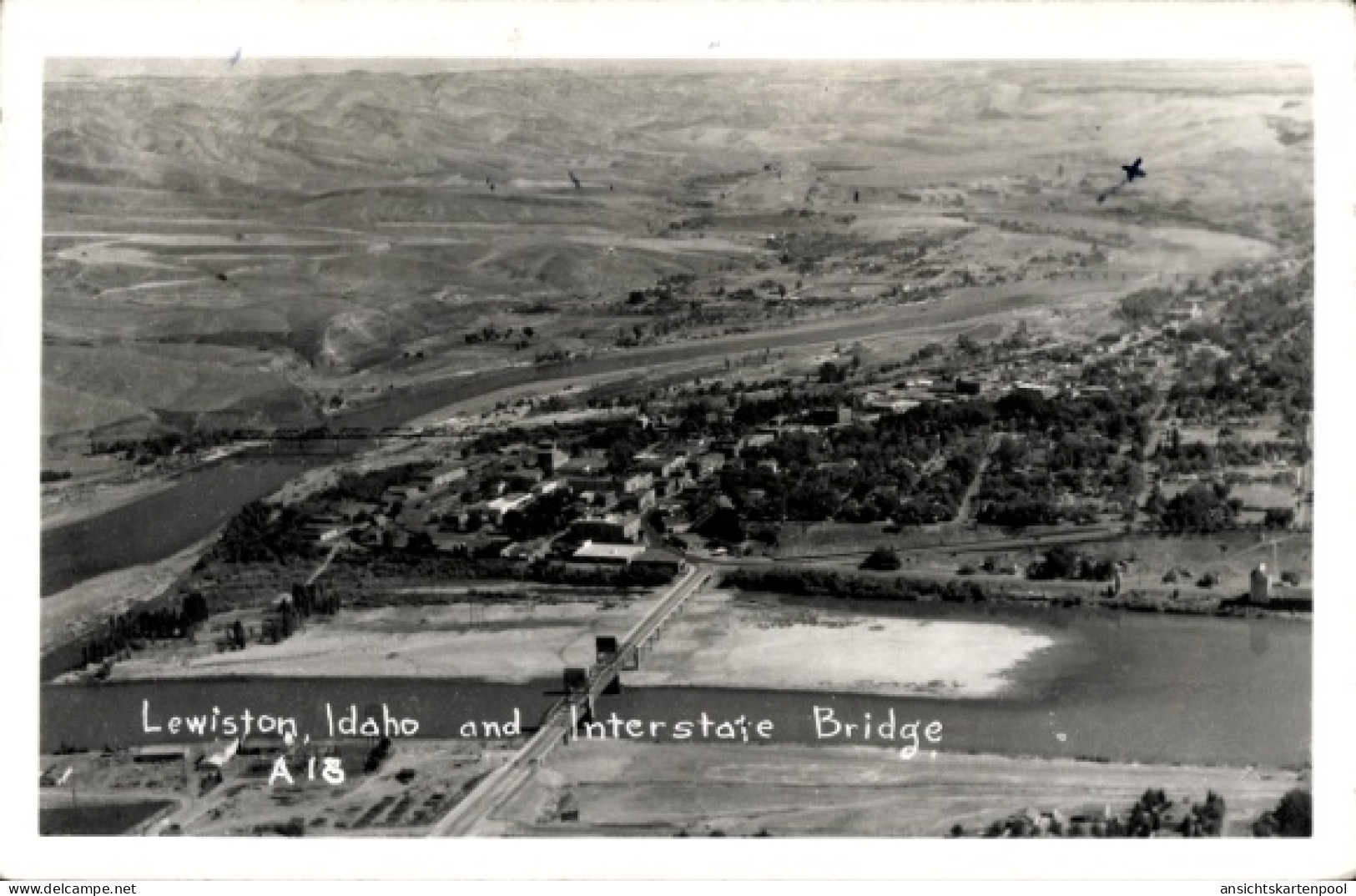 CPA Lewiston Idaho USA, Luftaufnahme, Interstate Bridge