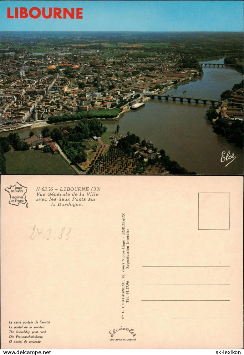 CPA Libourne Libourne - Gesamtansicht mit zwei Brücken 1980