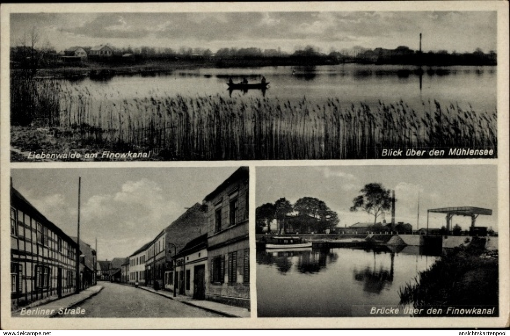 CPA Liebenwalde in Brandenburg, Berliner Straße, Finowkanal, Mühlensee