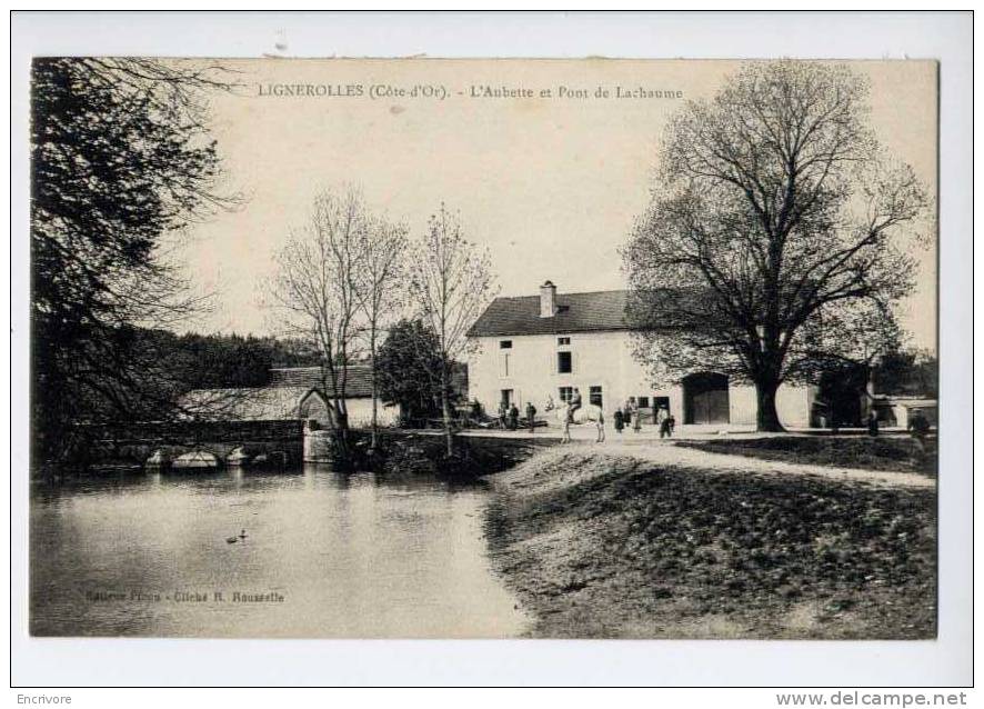 cpa LIGNEROLLE l'aubette et pont de Lachaume - cavalier petite animation - ed picon cl rousselle