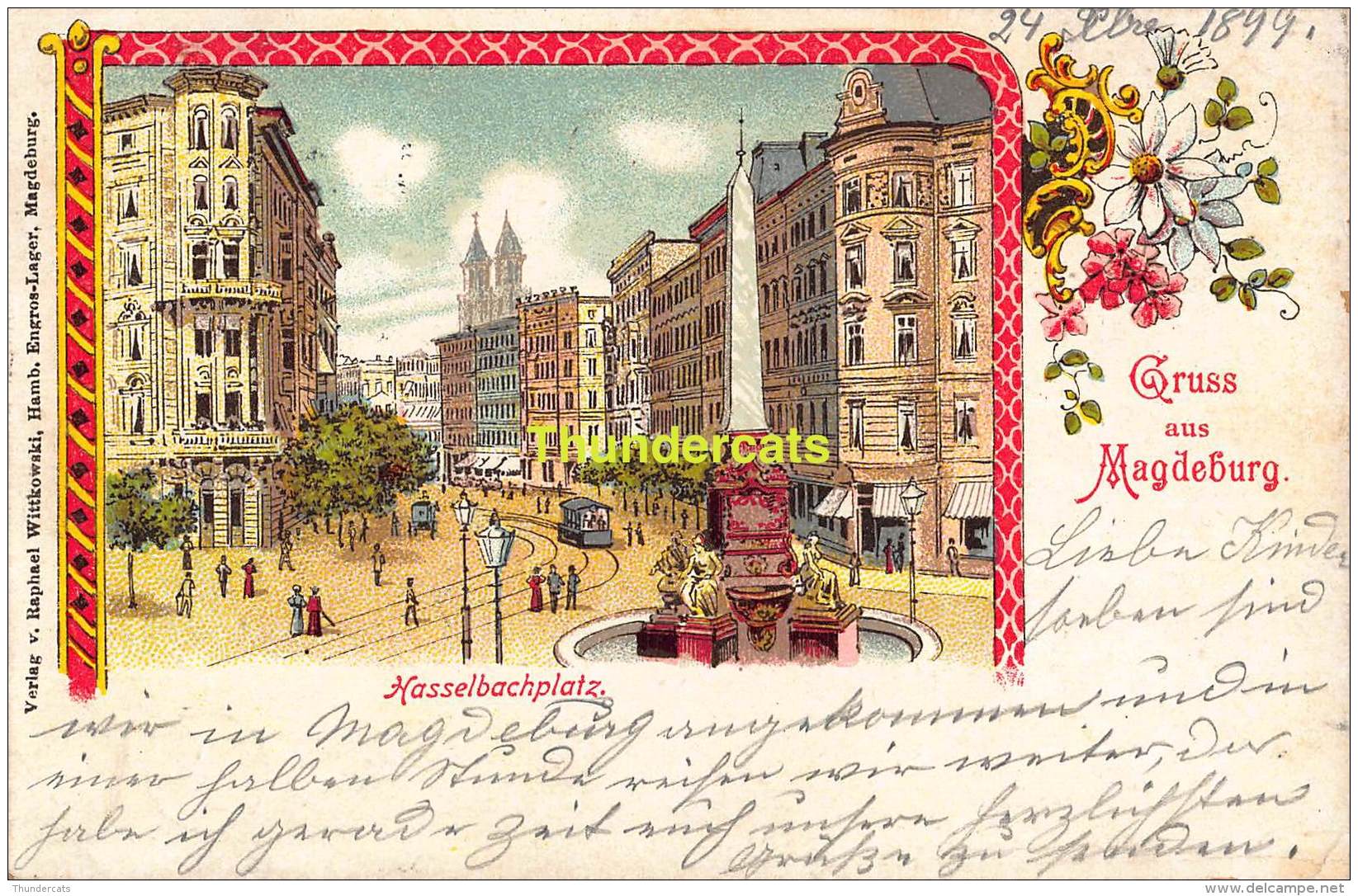 CPA LITHO GRUSS AUS MAGDEBURG HASSELBACHPLATZ 1899
