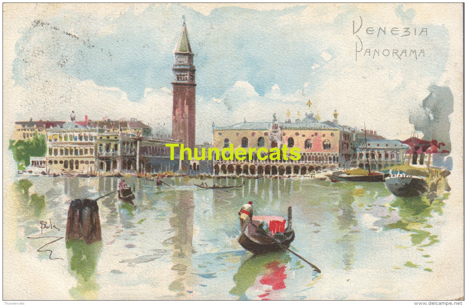CPA LITHO VENICE VENEZIA ILLUSTRATEUR ARTIST SIGNED AQUARELLE PANORAMA
