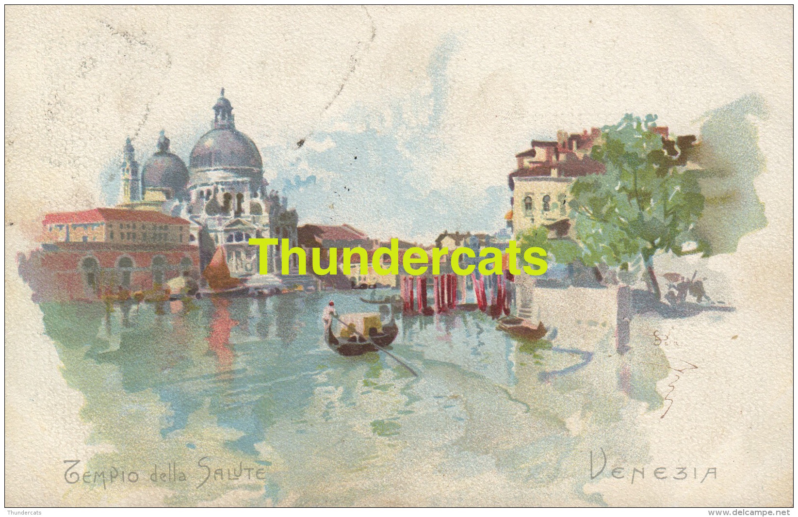 CPA LITHO VENICE VENEZIA ILLUSTRATEUR ARTIST SIGNED AQUARELLE TEMPIO DELLA SALUTE