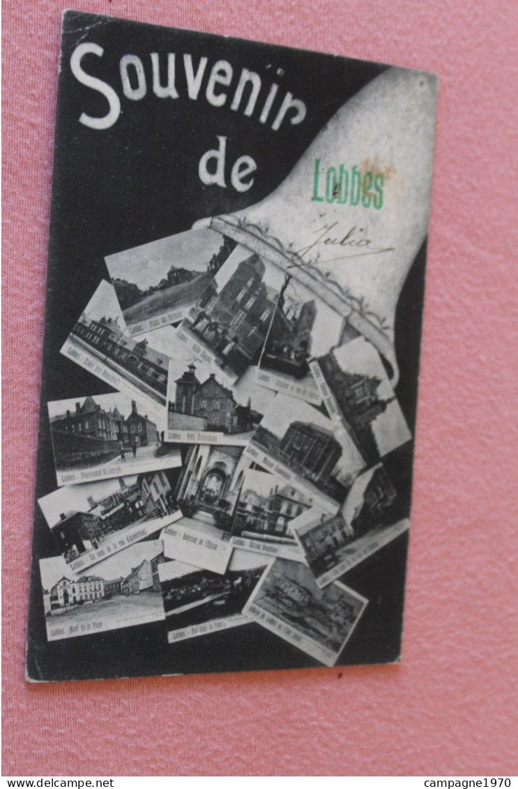 CPA - LOBBES - SOUVENIR DE ... ( CLOCHE AVEC 14 PETITES VUES ) - 1908