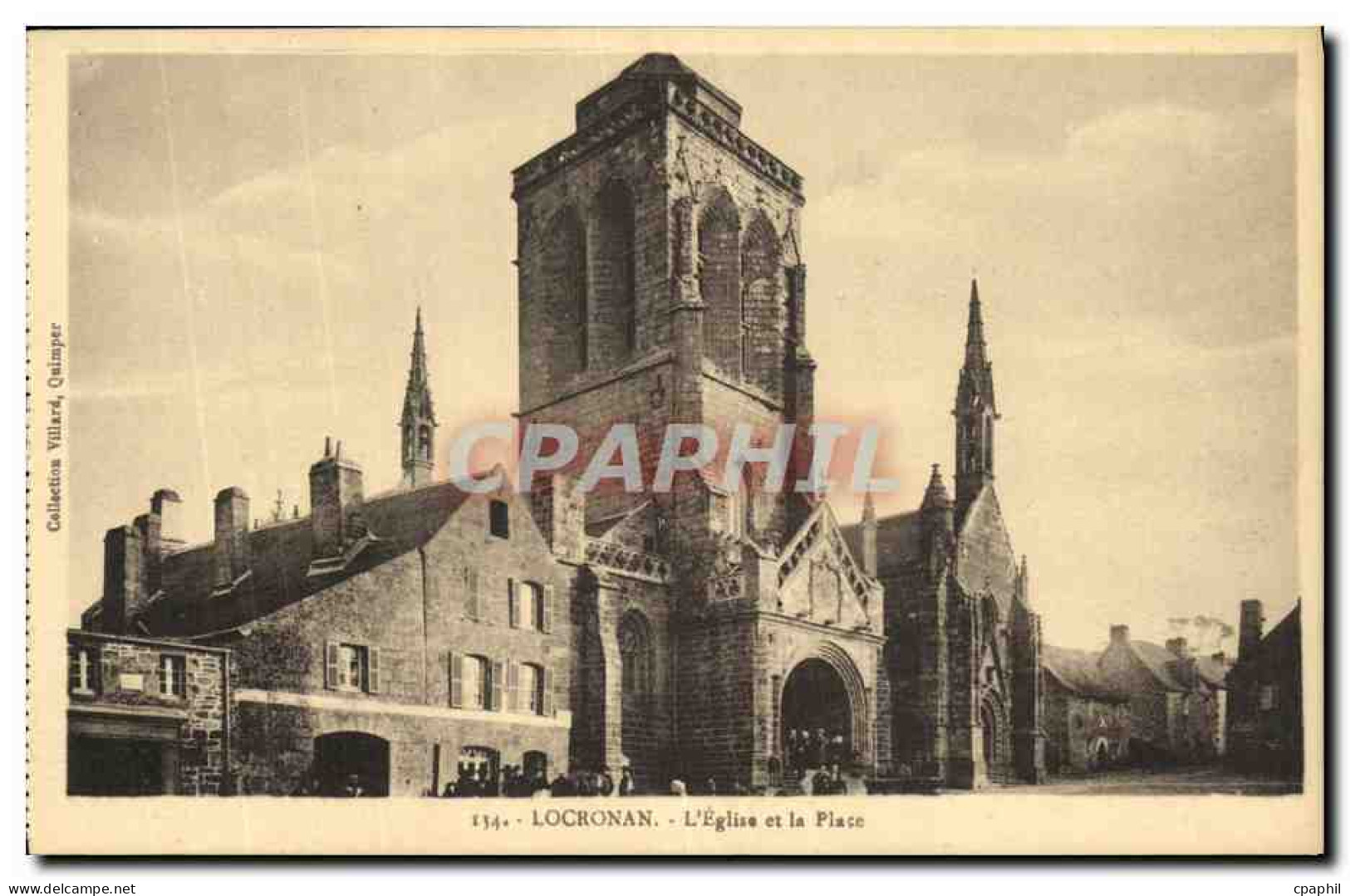 CPA Locronan L Eglise et la place
