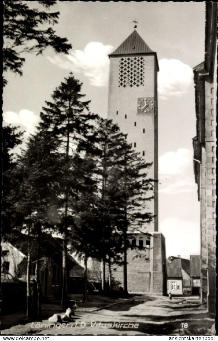 CPA Löningen Oldenburger Münsterland, Vituskirche, Kirchturm, Turmuhr