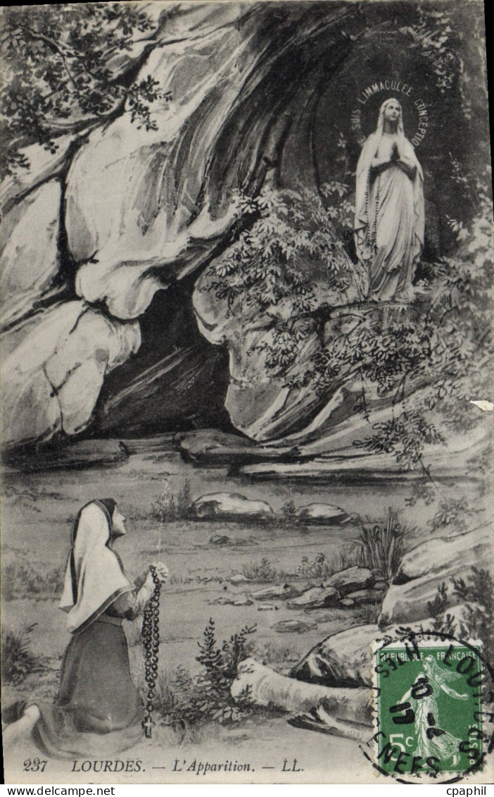 CPA Lourdes l'Apparition