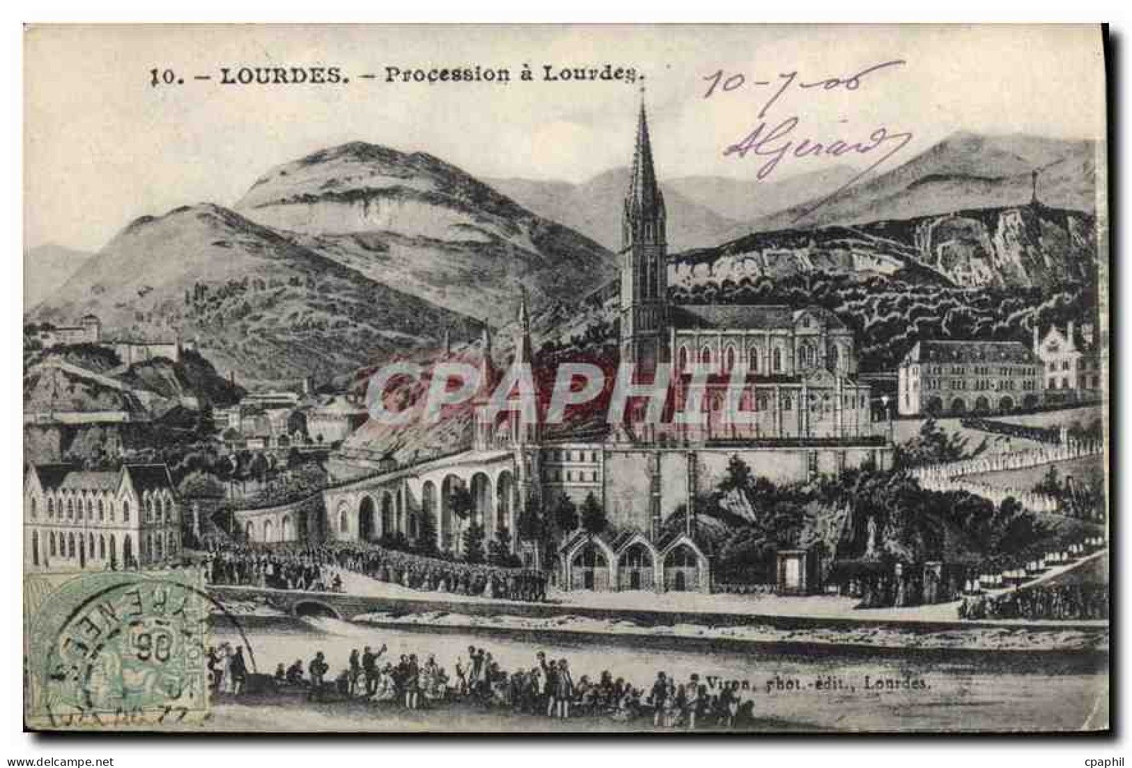CPA Lourdes Procession a Lourdes