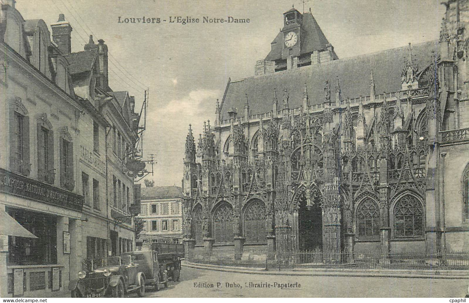 CPA Louviers L'Eglise Notre Dame Automobile