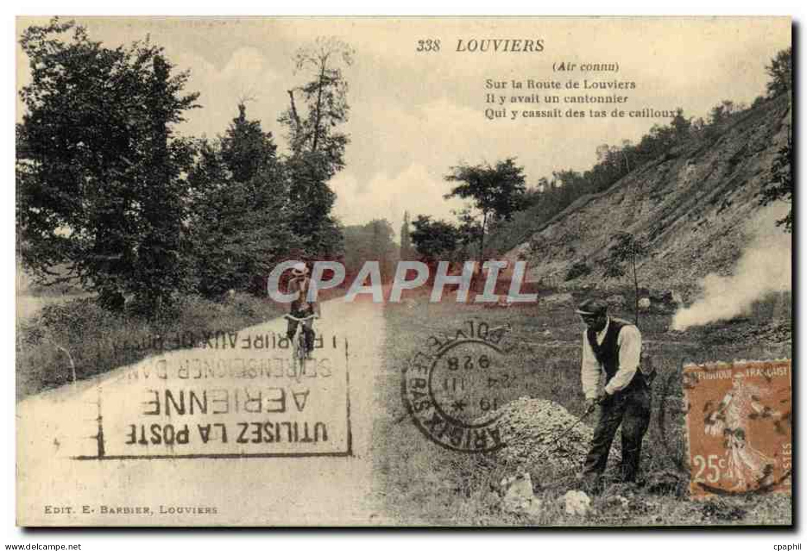 CPA Louviers Sur la Route de Louviers Folklore