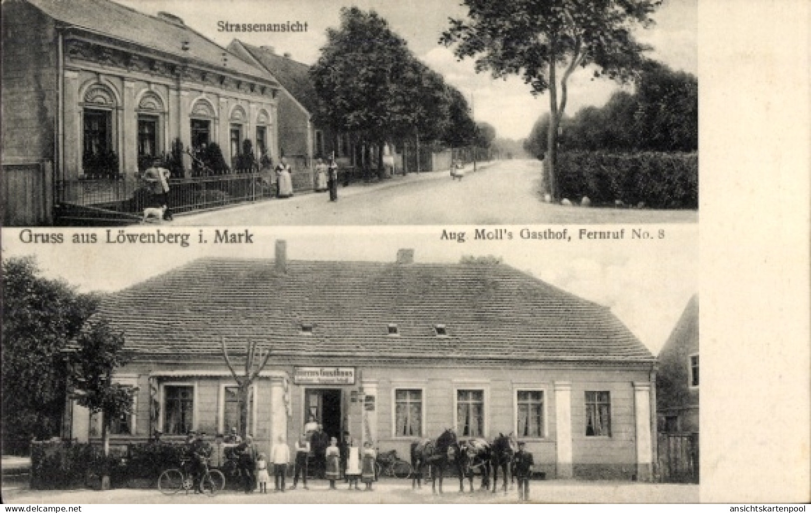 CPA Löwenberg in der Mark, Straße, Gasthof