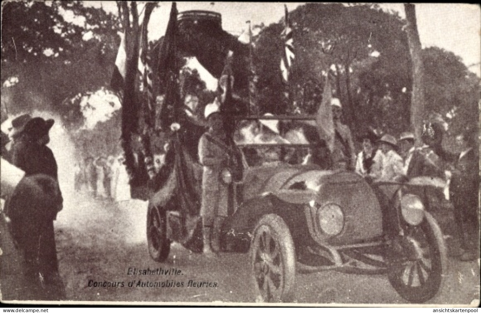 CPA Lubumbashi Élisabethville DR Kongo, Concours d'Automobiles fleuries