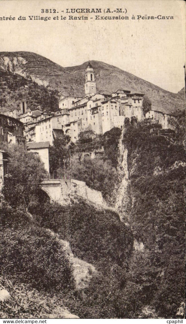 CPA Luceram Entree Du Village Et La Ravin Excursion A Peira Cava