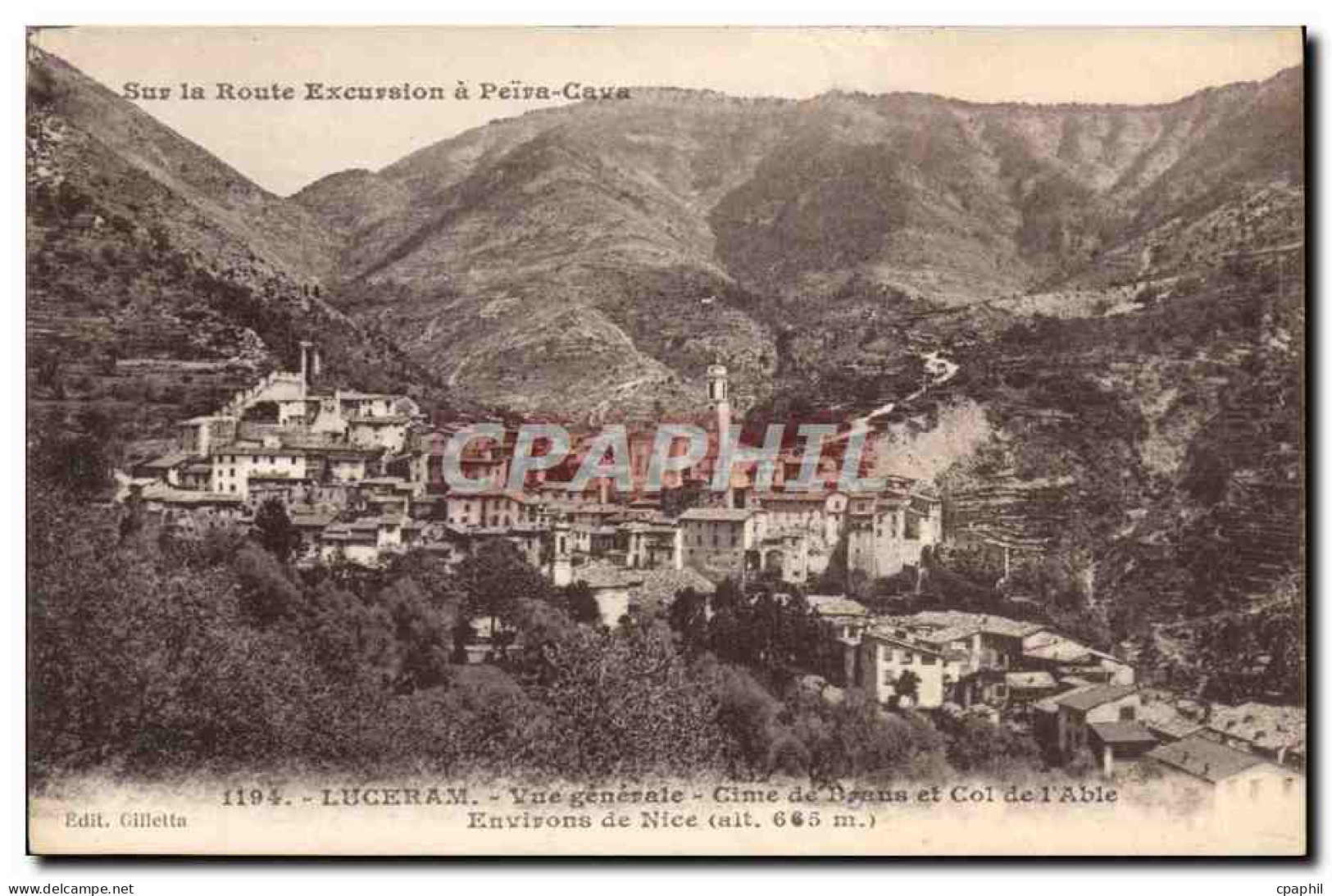 CPA Luceram Vue generale Cime de Braus et col de l'Able Environs de Nice
