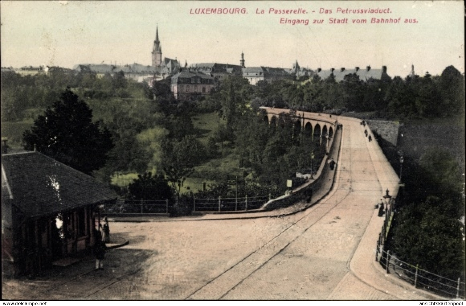 CPA Luxemburg Luxembourg, Blick auf Petrussviaduct , Eingang zur Stadt vom Bahnhof aus gesehen