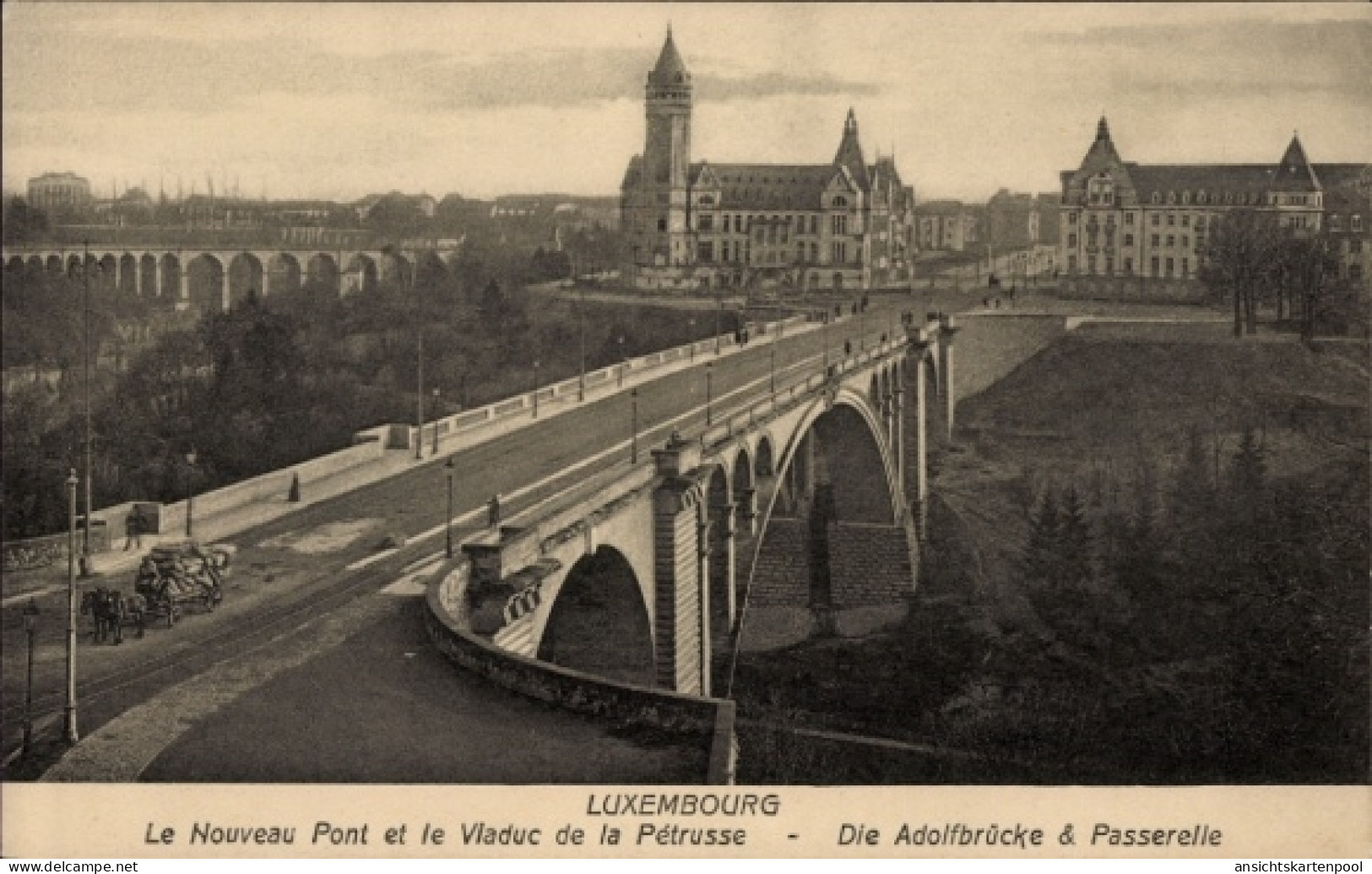 CPA Luxemburg Stadt, Adolfbrücke, Passerelle, Viaduc de la Pétrusse